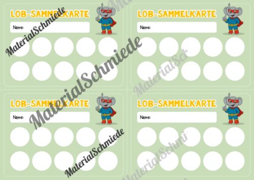 Lob-Sammelkarten für die Elefantenklasse (Arbeitsblatt 04)