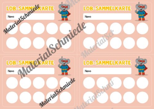 Lob-Sammelkarten für die Elefantenklasse (Arbeitsblatt 07)
