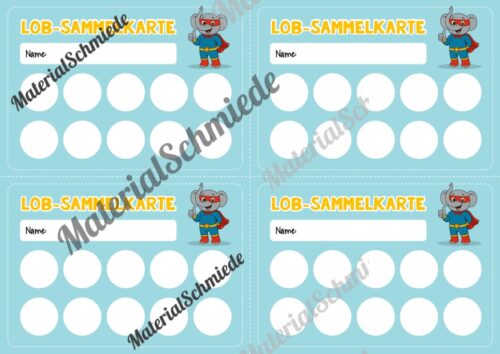 Lob-Sammelkarten für die Elefantenklasse (Arbeitsblatt 08)