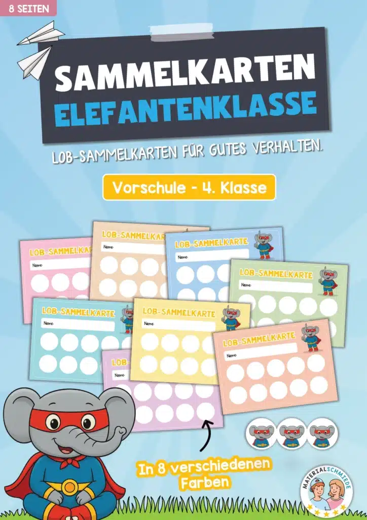 Lob-Sammelkarten für die Elefantenklasse