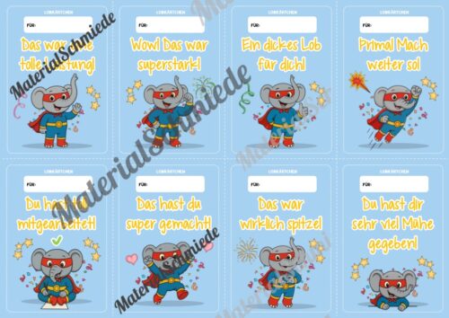 Lobkärtchen für die Elefantenklasse (Arbeitsblatt 03)