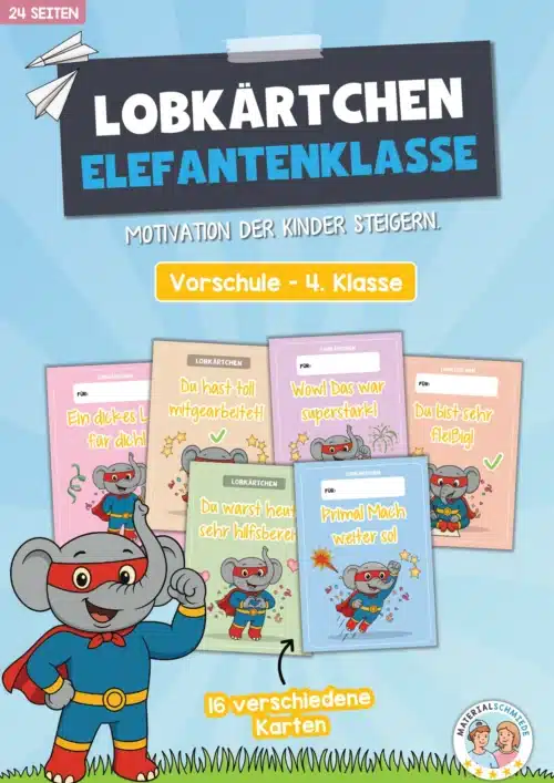 Lobkärtchen für die Elefantenklasse