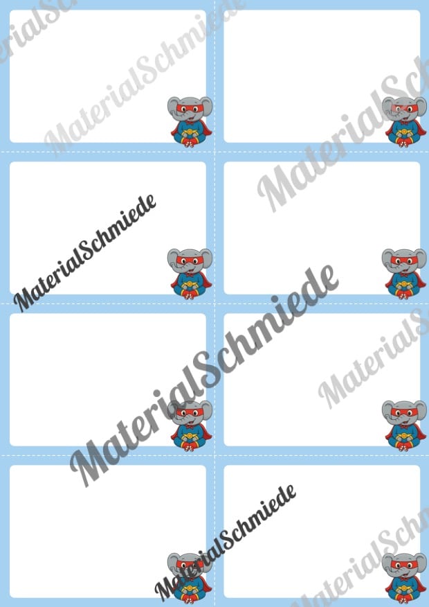 Mitteilungskarten für die Elefantenklasse (Arbeitsblatt 02)