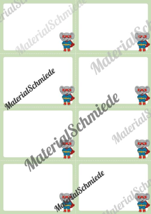 Mitteilungskarten für die Elefantenklasse (Arbeitsblatt 03)