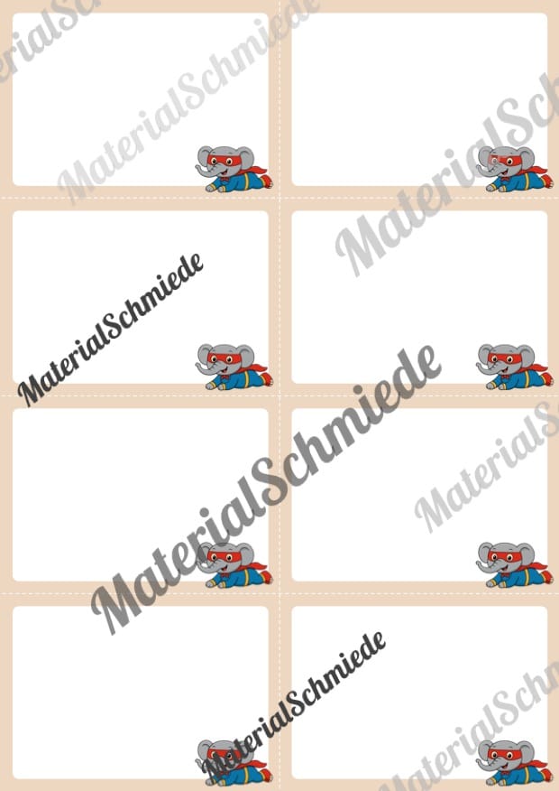 Mitteilungskarten für die Elefantenklasse (Arbeitsblatt 04)