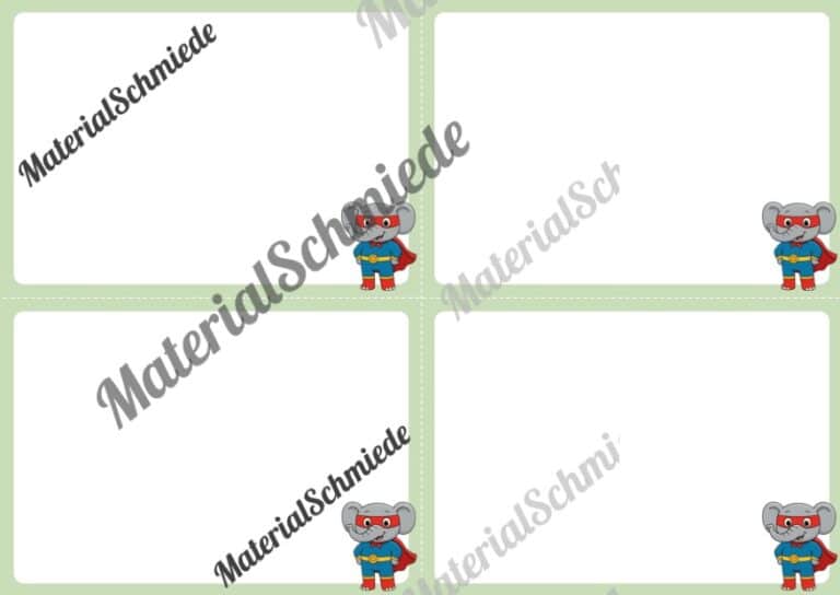 Mitteilungskarten für die Elefantenklasse (Arbeitsblatt 07)