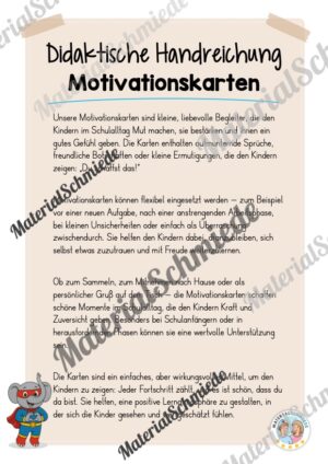 Motivationskarten für die Elefantenklasse (Arbeitsblatt 01)