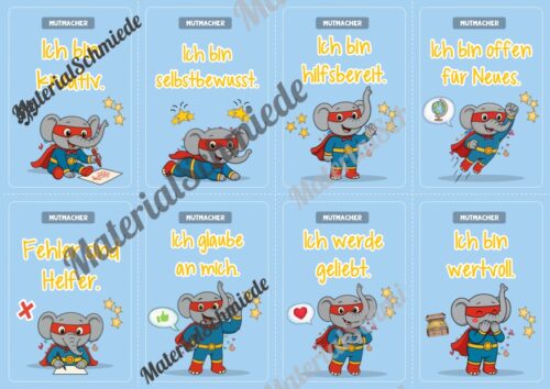 Motivationskarten für die Elefantenklasse (Arbeitsblatt 04)