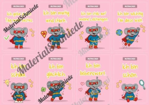 Motivationskarten für die Elefantenklasse (Arbeitsblatt 05)