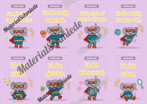 Motivationskarten für die Elefantenklasse (Arbeitsblatt 08)