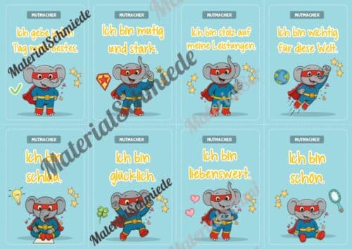 Motivationskarten für die Elefantenklasse (Arbeitsblatt 09)