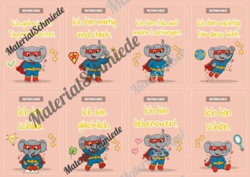 Motivationskarten für die Elefantenklasse (Arbeitsblatt 10)