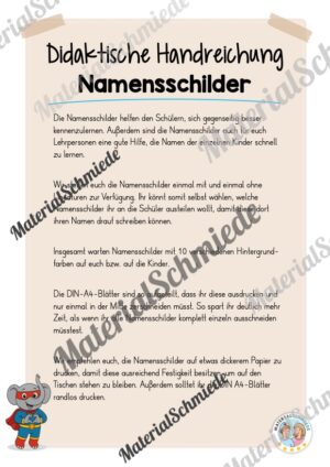 Namensschilder für die Elefantenklasse (Arbeitsblatt 01)
