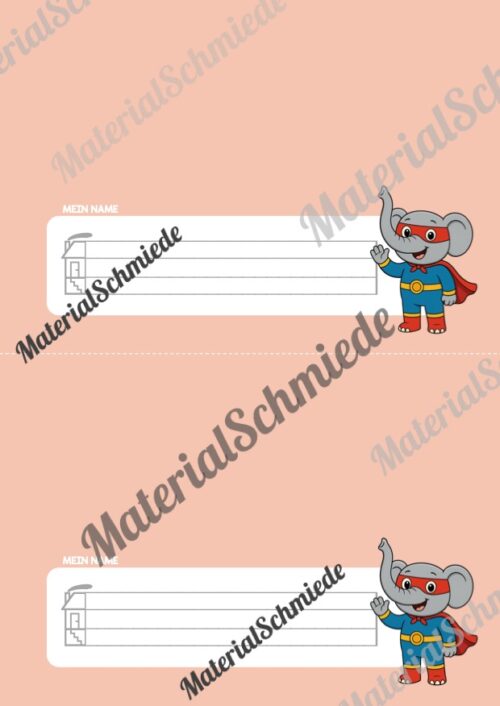 Namensschilder für die Elefantenklasse (Arbeitsblatt 02)