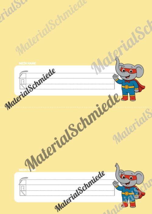Namensschilder für die Elefantenklasse (Arbeitsblatt 03)