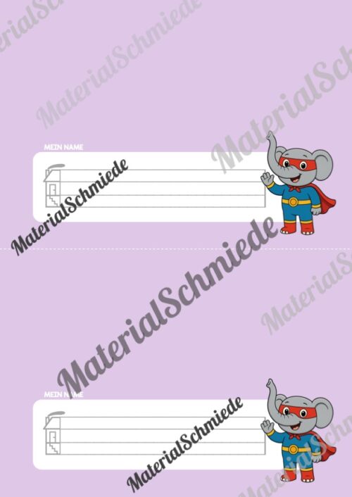 Namensschilder für die Elefantenklasse (Arbeitsblatt 06)