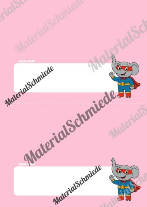 Namensschilder für die Elefantenklasse (Arbeitsblatt 08)
