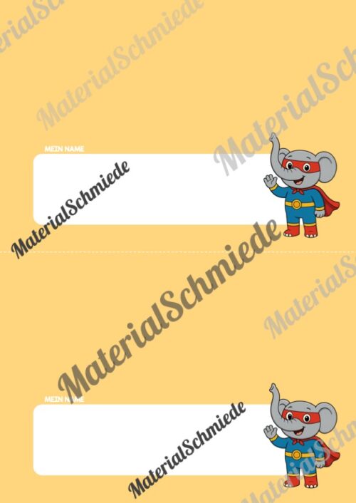 Namensschilder für die Elefantenklasse (Arbeitsblatt 10)