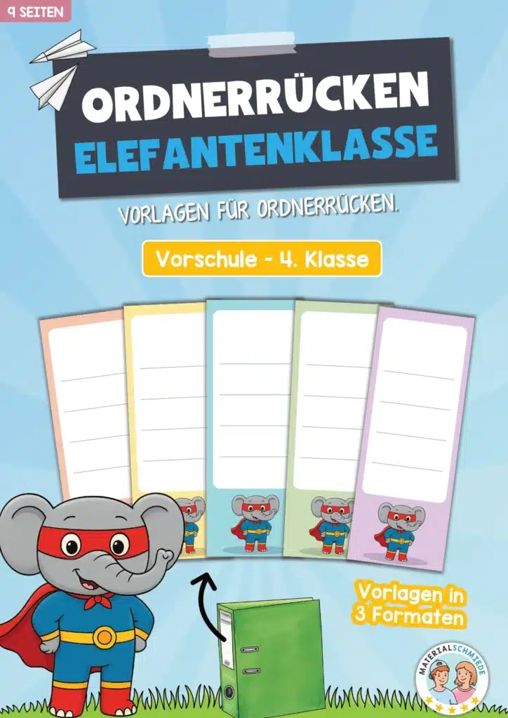 Ordnerrücken für die Elefantenklasse (3 Formate)