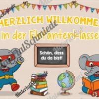 Willkommensplakate für die Elefantenklasse (Arbeitsblatt 02)