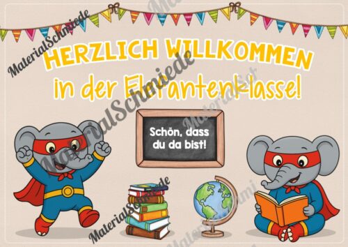 Willkommensplakate für die Elefantenklasse (Arbeitsblatt 02)