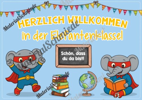 Willkommensplakate für die Elefantenklasse (Arbeitsblatt 03)