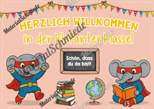 Willkommensplakate für die Elefantenklasse (Arbeitsblatt 04)