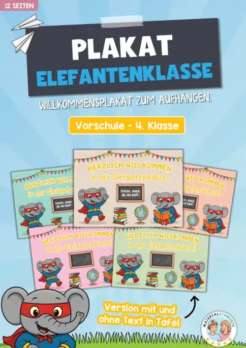 Willkommensplakate für die Elefantenklasse