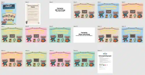 Willkommensplakate für die Elefantenklasse (Überblick)