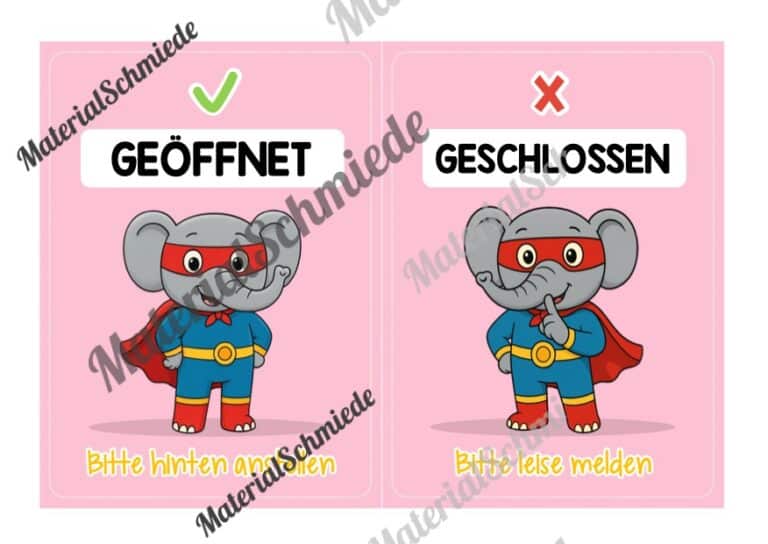 Pultkarten für die Elefantenklasse (Arbeitsblatt 03)