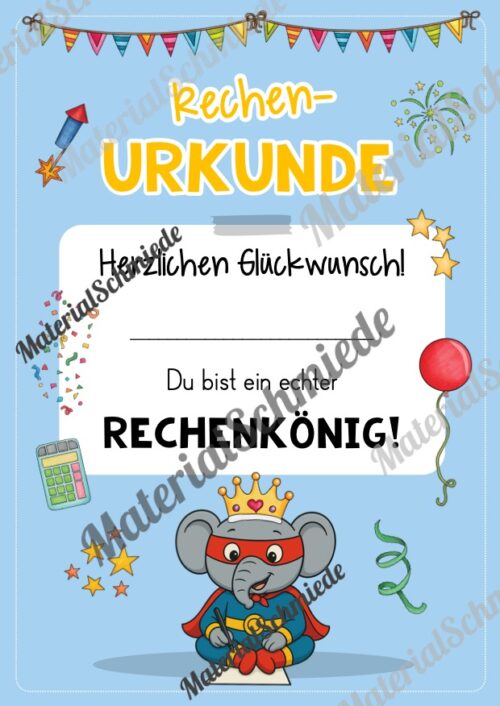 Rechenpass & Rechenurkunde für die Elefantenklasse (Arbeitsblatt 06)