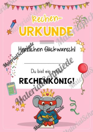 Rechenpass & Rechenurkunde für die Elefantenklasse (Arbeitsblatt 07)