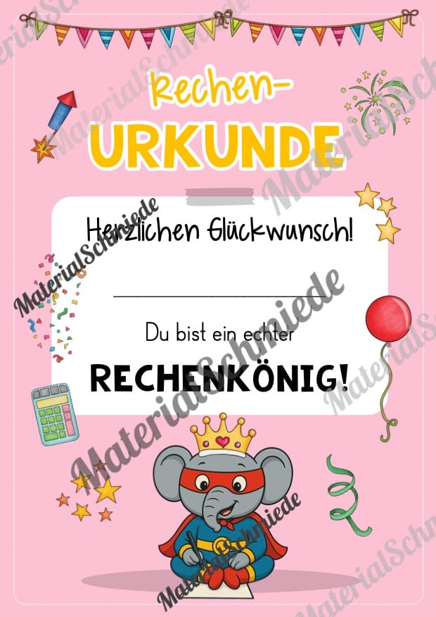 Rechenpass & Rechenurkunde für die Elefantenklasse (Arbeitsblatt 07)
