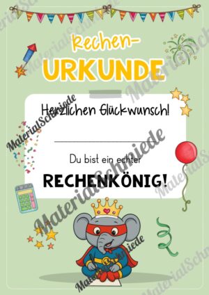Rechenpass & Rechenurkunde für die Elefantenklasse (Arbeitsblatt 08)