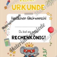 Rechenpass & Rechenurkunde für die Elefantenklasse (Arbeitsblatt 09)