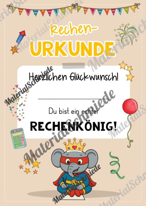 Rechenpass & Rechenurkunde für die Elefantenklasse (Arbeitsblatt 09)