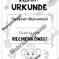 Rechenpass & Rechenurkunde für die Elefantenklasse (Arbeitsblatt 12)