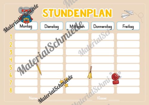 Stundenplan für die Elefantenklasse (Arbeitsblatt 05)