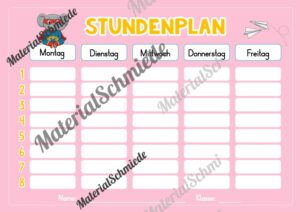 Stundenplan für die Elefantenklasse (Arbeitsblatt 07)