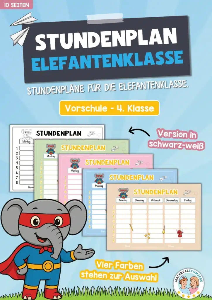 Stundenplan für die Elefantenklasse