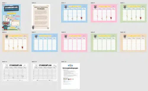 Stundenplan für die Elefantenklasse (Überblick)