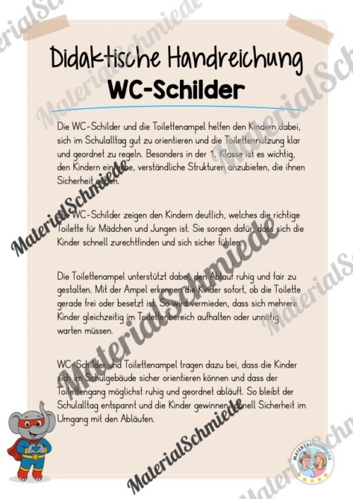 WC-Schilder / Toiletten-Ampel für die Elefantenklasse (Arbeitsblatt 01)
