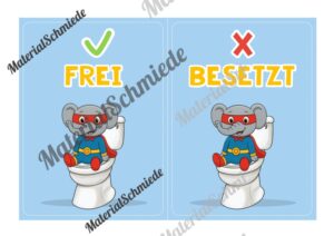 WC-Schilder / Toiletten-Ampel für die Elefantenklasse (Arbeitsblatt 02)
