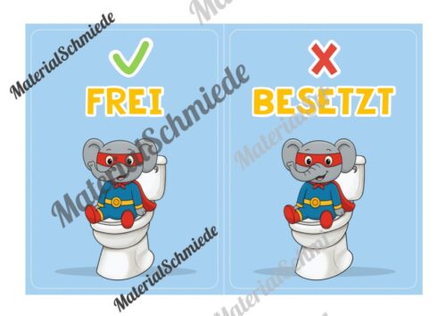 WC-Schilder / Toiletten-Ampel für die Elefantenklasse (Arbeitsblatt 02)