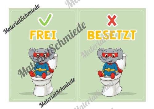 WC-Schilder / Toiletten-Ampel für die Elefantenklasse (Arbeitsblatt 04)