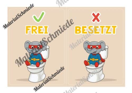 WC-Schilder / Toiletten-Ampel für die Elefantenklasse (Arbeitsblatt 05)