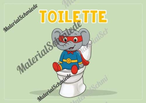 WC-Schilder / Toiletten-Ampel für die Elefantenklasse (Arbeitsblatt 07)
