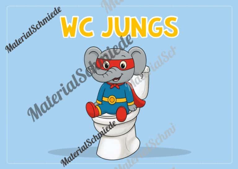 WC-Schilder / Toiletten-Ampel für die Elefantenklasse (Arbeitsblatt 08)