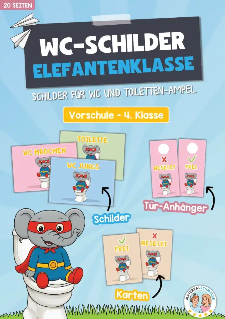 WC-Schilder / Toiletten-Ampel für die Elefantenklasse