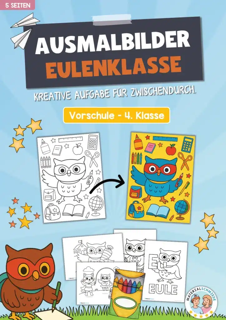 Ausmalbilder für die Eulenklasse